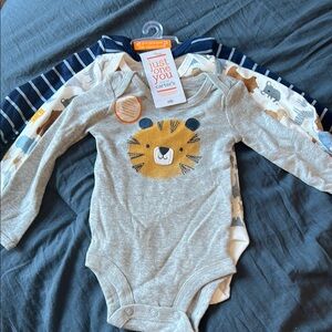Carter's Gray Lion Print Baby Onesie